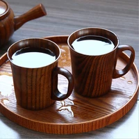 400ml solid jujube mug wooden coffee beer mugs wood cup handmade tea cup with handle japanese retro wooden mug drinking utensils