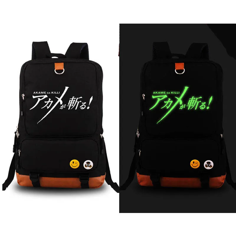 Hot Japan Anime Akame ga Kill! Night Raid Cosplay Backpack Fashion Canvas Student Luminous Schoolbag Unisex Travel Bags