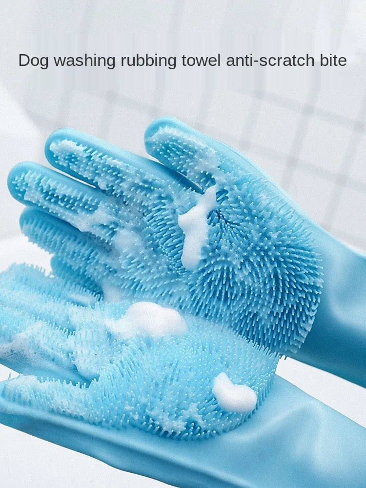 

Professional Pet Dog Cat Miracle Baby Sponge Teddy/Golden Retriever Bath Gloves With Brush Cat Anti-Scratch Supplies Anti-Bite
