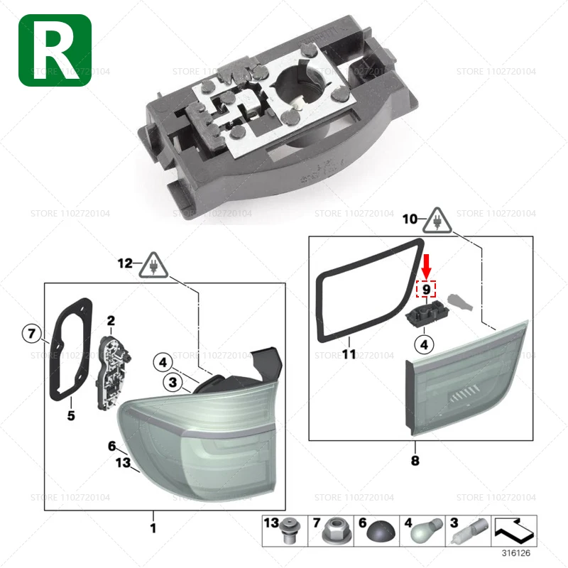 

Для 2010-2013 E70 BMW X5 цоколь лампы заднего фонаря, боковой держатель заднего лотка, основание 63217262573 63217262574 63217262575 63217262576