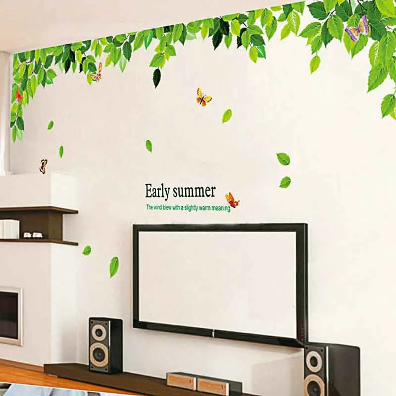 

Tree Leaves Wall Decals for Living Room Decoration PVC Posters Murals Waterproof Wall Stickers for Home Decor Wallpaper
