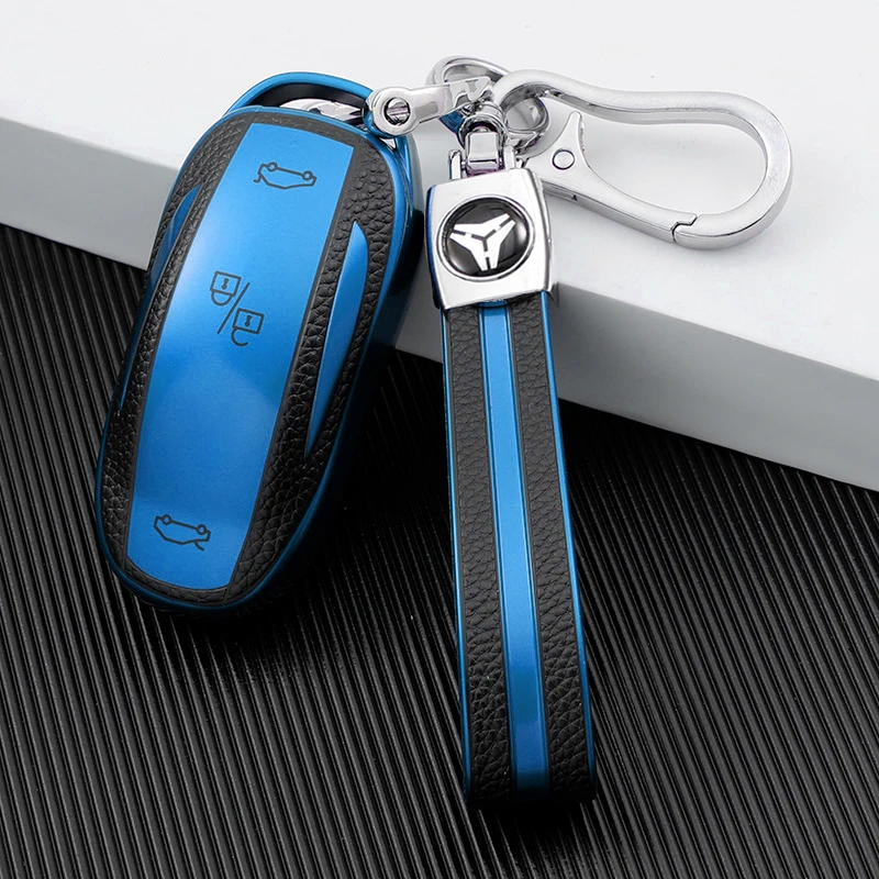 

TPU Leahter Car Remote Smart Key Cover Case Bag Shell Holder Fob Keychain for Tesla Model S Model 3 Model X Accessories