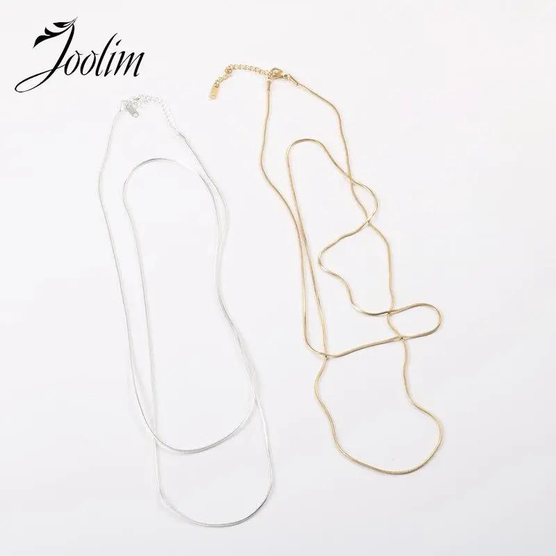 

Joolim Tarnish Free PVD Gold Finish Long Thin Square Two Wear Method Sweater Chain Stainless Steel Necklace for Women