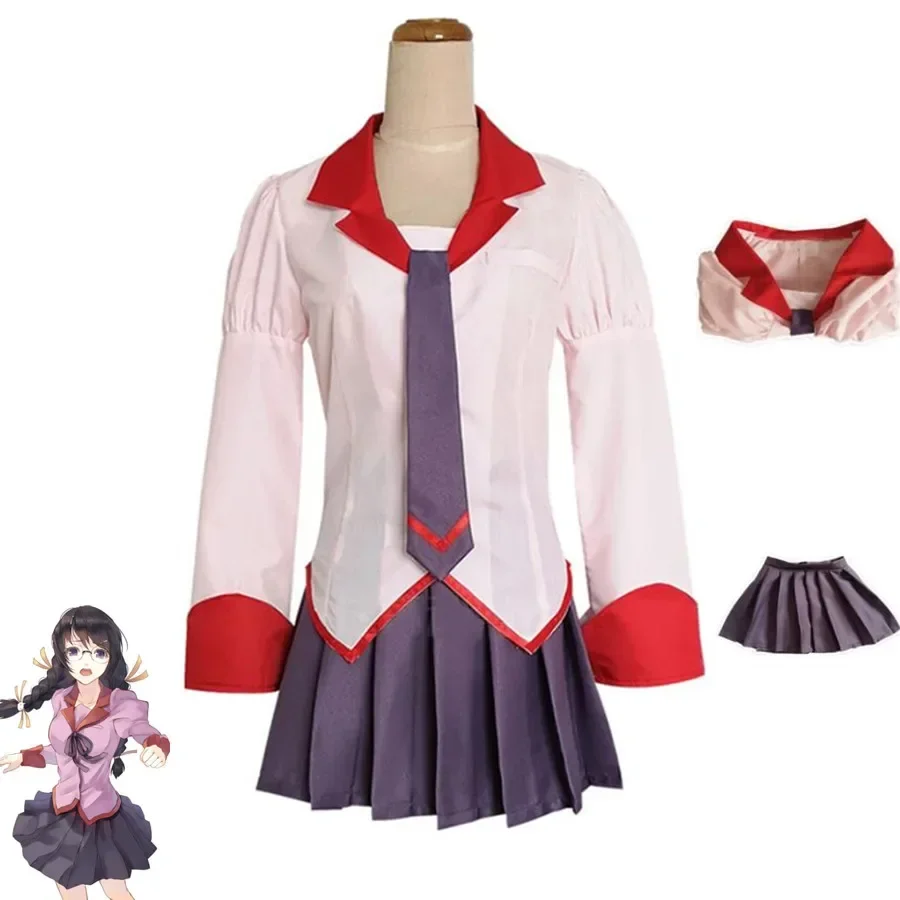 Аниме Hanekawa Tsubasa Senjougahara Hitagi Kanbaru Suruga Bakemonogatari Monogatari Series Косплей Костюм Школьная