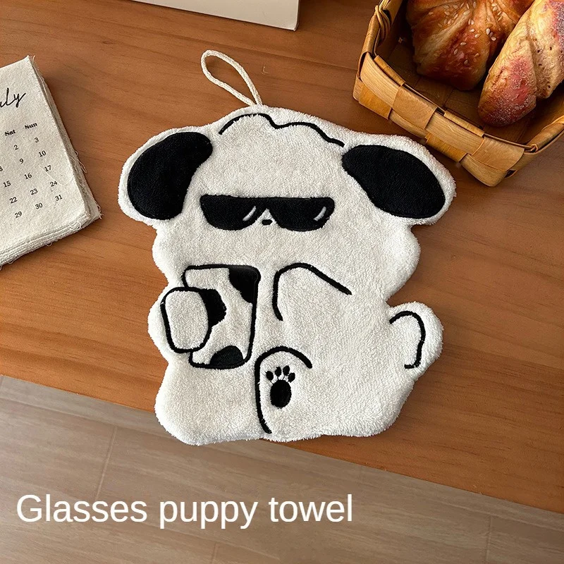 

Hand Towel Durable Great For Kids Does Not Fall Off Super Absorbent Suspension Design Kitchen Towel With Cute Cartoon Dog Design