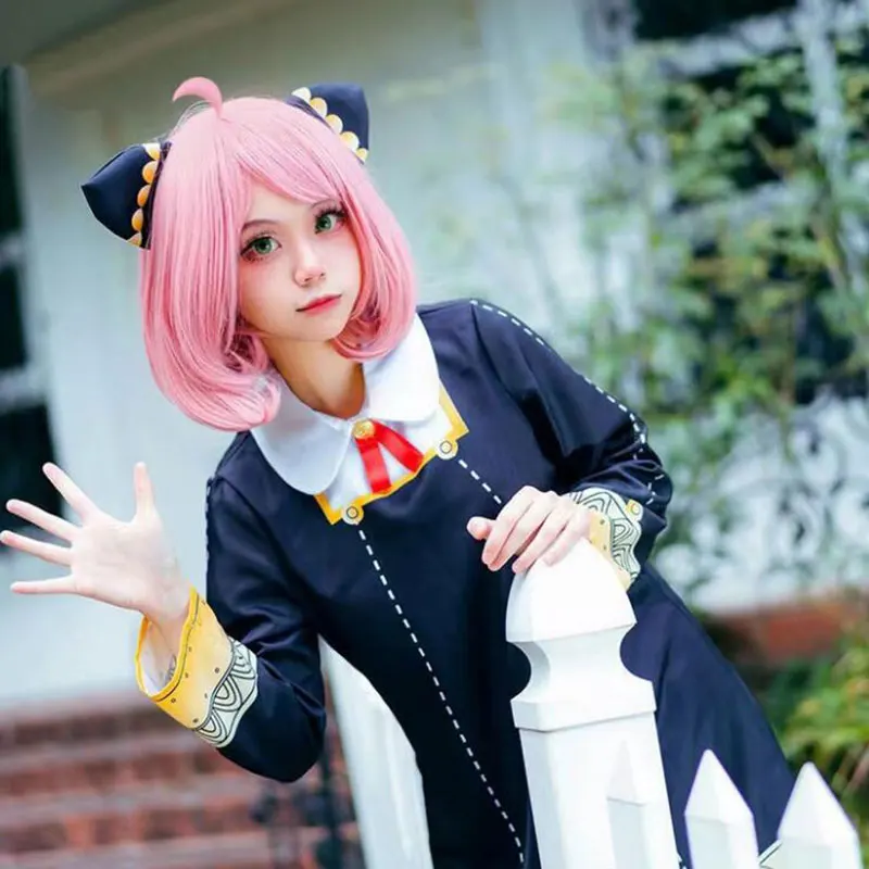 Anime SPY×FAMILY Anya Forger Short Pink Cosplay Anime Girl Cosplay Woman Girls Child Wig Hair Heat Resistant Synthetic Party Wig