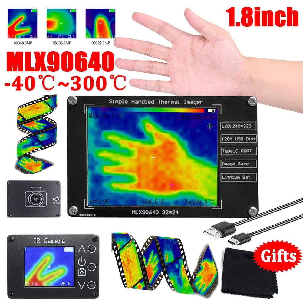 

MLX90640 1.8inch Thermal Imager Infrared Sensor LCD 160*120 Resolution -40℃ to 300℃ Clear Definition Imaging Camera тепловизор