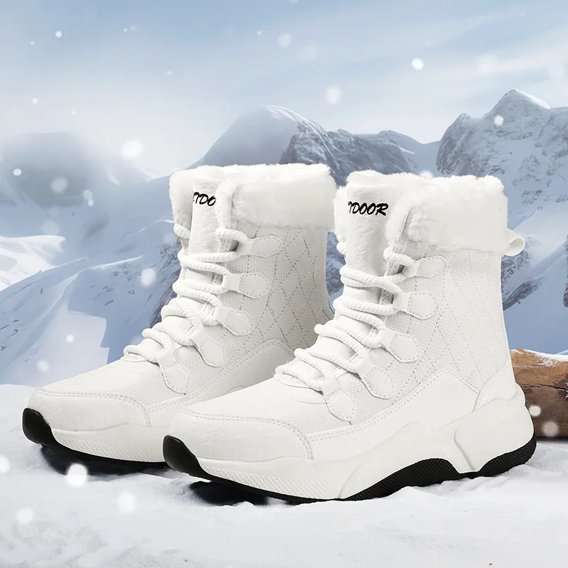 

Fashion White Women Winter Boots High Top Comfy Woman Snow Boots Outdoor Non-slip Fur Warm Women's Boots Trend 2023 botas mujer