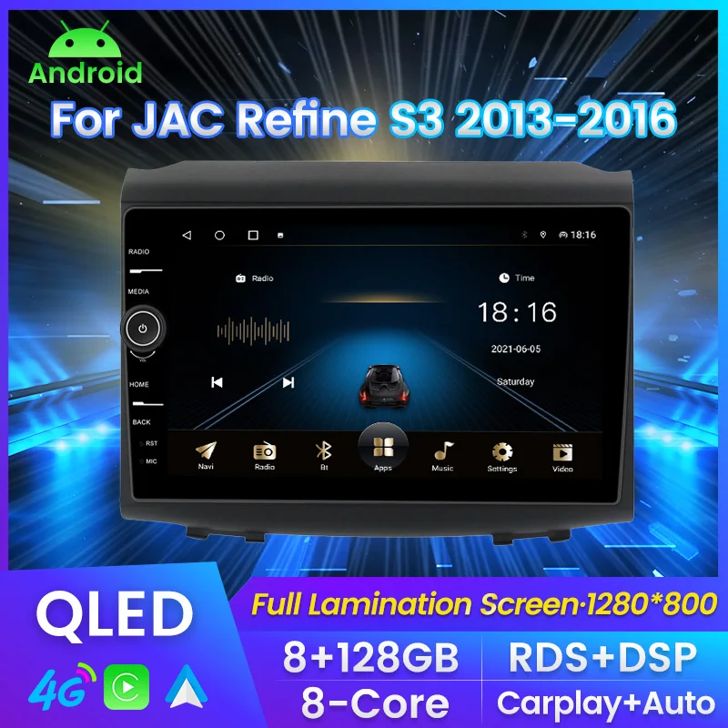 

Автомагнитола MLOVELIN QLED Android11, видеоплеер для JAC Refine S3 2013 2014 2015 2016, Автомобильная Мультимедийная система «все в одном» для carplay, авто DSP