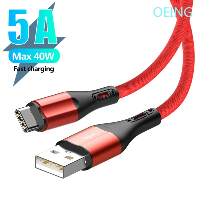 

OEING 5A USB Type C Cable Fast Charging Data Cord for Samsung S20 40W xiaomi10 for MacBook iPad Pro USB-C Fast USB Charge Cord