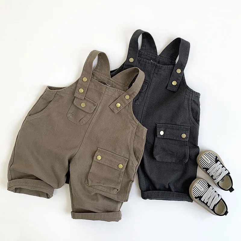 Новинка осени 2024 детский комбинезон свободные брюки на подтяжках для маленьких