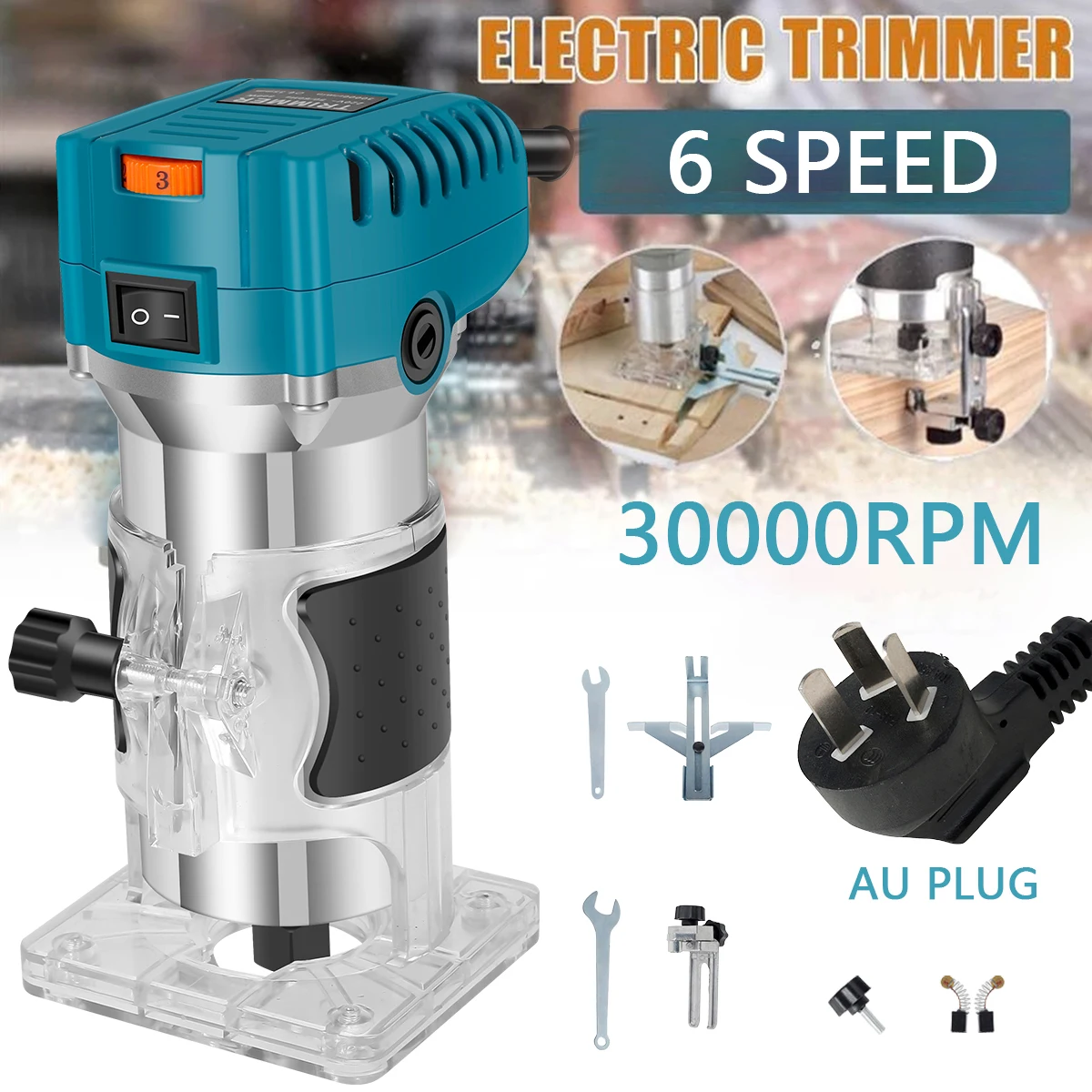 

Trim Router Wood Router Tool Reusable Compact Router 6 Variable Speed Electric Hand Trimmer Router Durable Professional