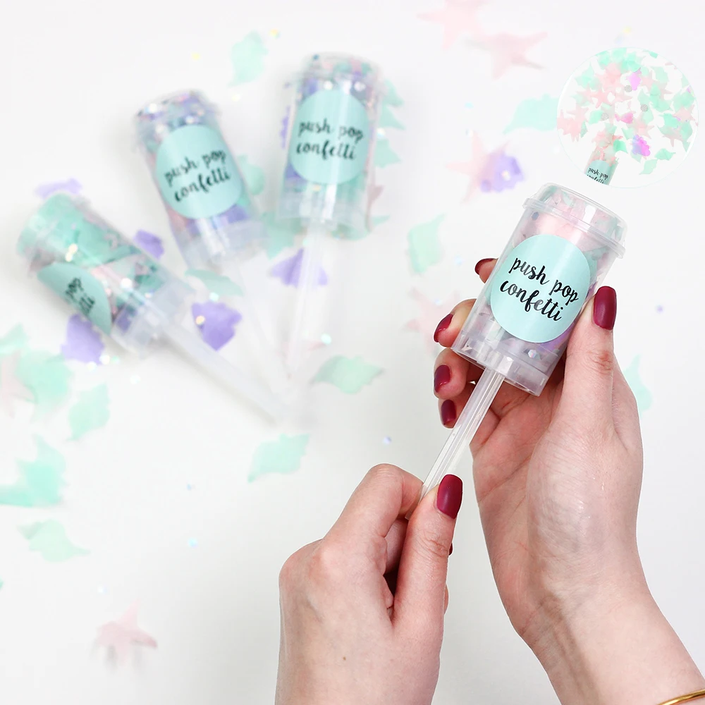 

3pcs Mermaid Push-Pop Confetti Starfish Shell Mixed Color Confetti For Wedding Birthday Baby Shower Party Decorations