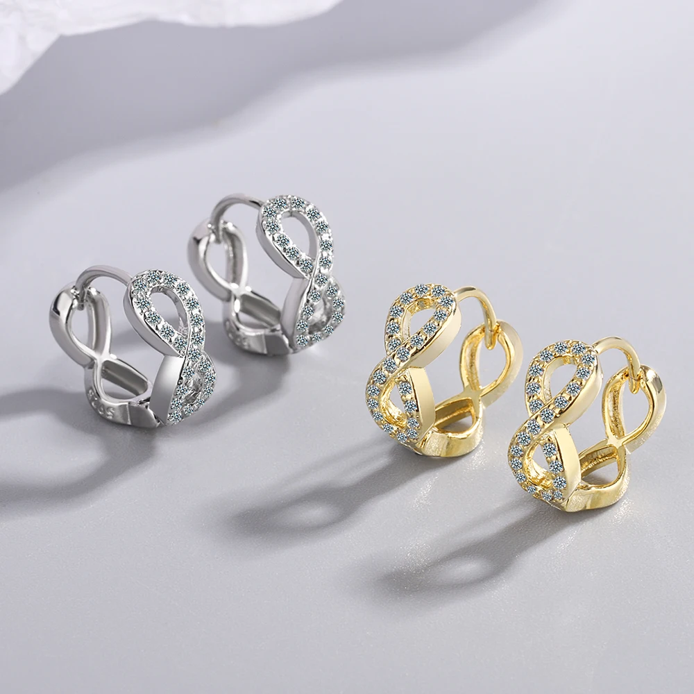 Твердые серьги-кольца из стерлингового серебра 925 пробы с бесконечной любовью