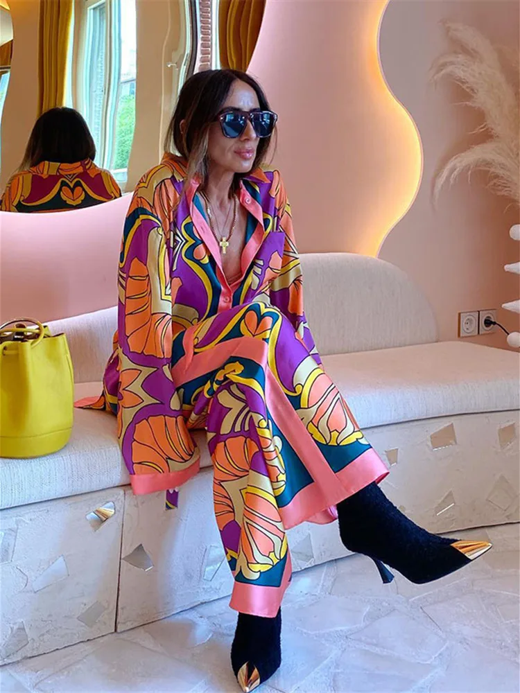 Женский комплект hirigin Y2K из 2 предметов с цветочным рисунком рубашка длинным