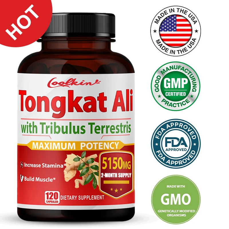 

Maximum Potency Tongkat Ali Extract Capsules, 5150 Mg - with Ashwagandha, Ginseng & Epimedium - Helps Boost Energy & Muscle Mass