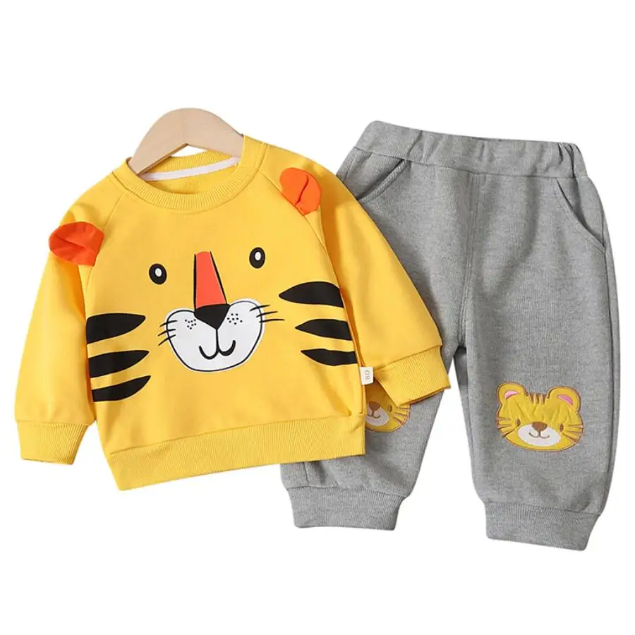 

Children's Clothing Set For Baby Boys And Girls Spring Fall Cartoon Tiger T-Shirt Pants 2 Sets Of Baby Children's Clothing