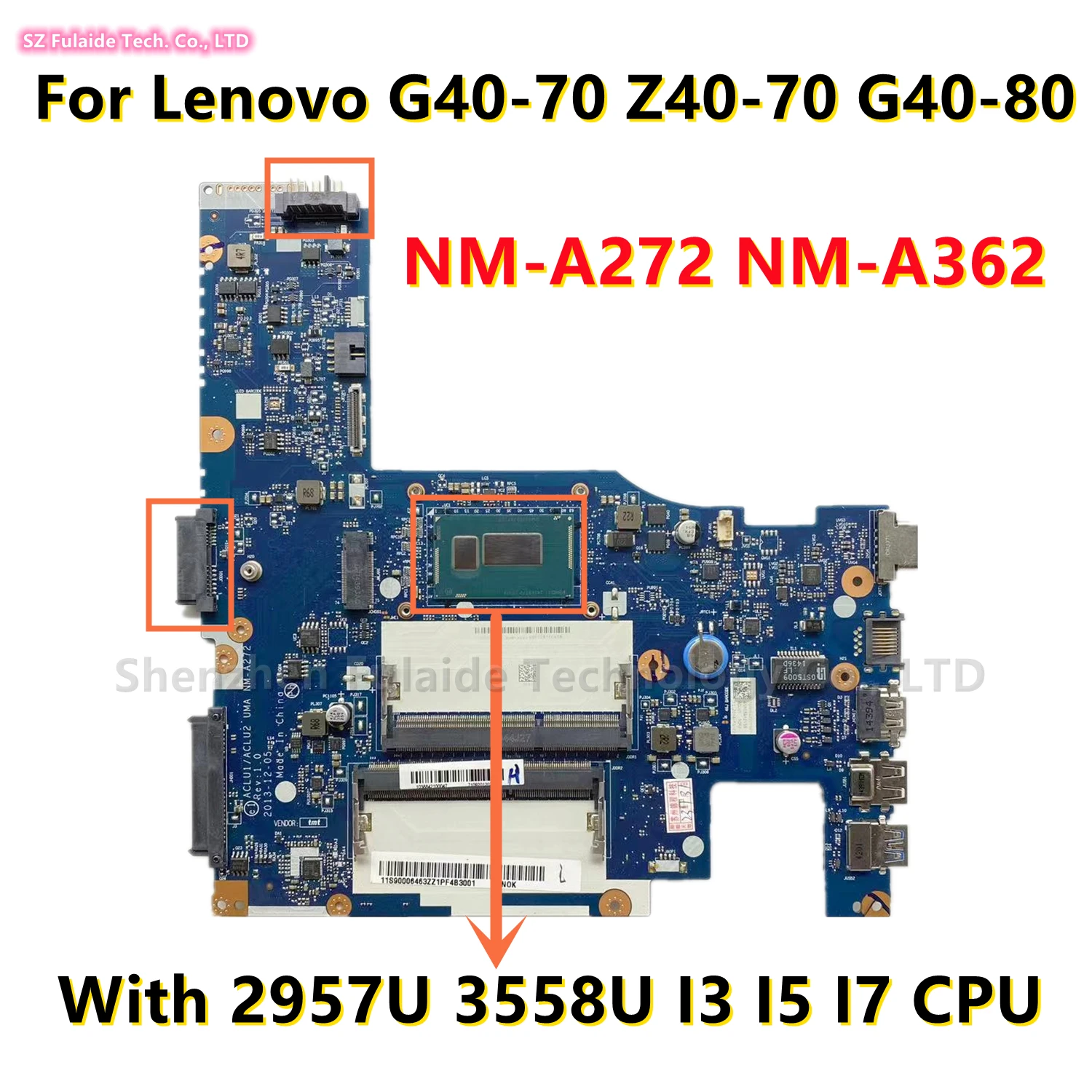Для Lenovo G40-70 Z40-70, материнская плата ноутбука ACLU1/ALCU2 UMA G40-80 с 2957U 3558U I3 I5 I7 4-го поколения CPU