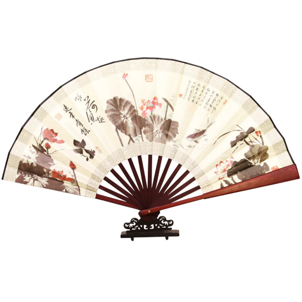 

Raymeel Silken Cloth Folding Fan Chinese Accessories Portable Retro Art Craft Gift Home Decoration Ornament Dancing Festival Fan