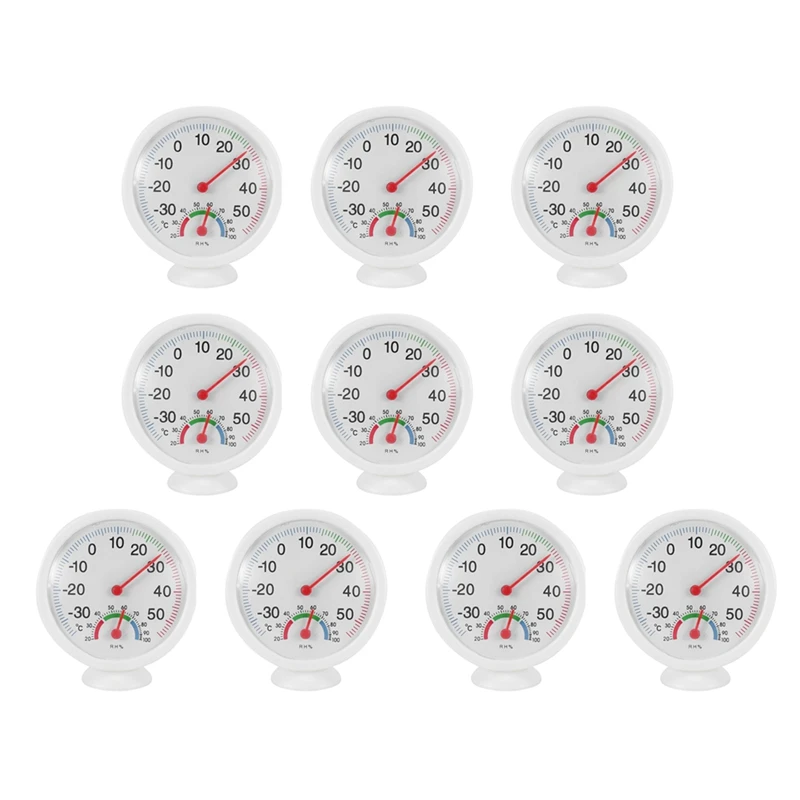 

10X Thermometer Hygrometer Needle Round Dial TESTER Interior Exterior White