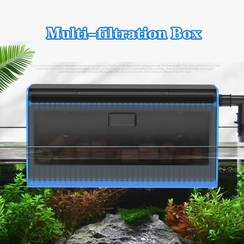 

Aquarium Water Filter Box Submersible Pump Top Filtration Cartridge Internal Drip Box for Fresh/Saltwater Aquariums