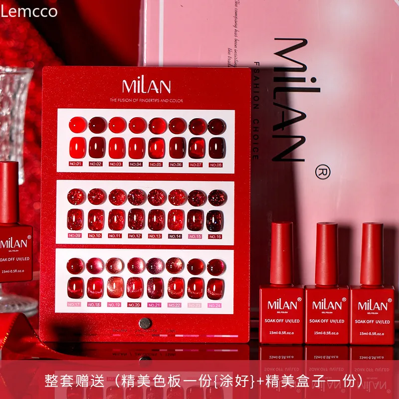 Фото Lemcco 24 цвета Wine Red 15 мл Набор гель-лаков для ногтей с цветной картой, УФ-гель для ногтей Soak Off, на Рождество, Новый год и Хэллоуин №5