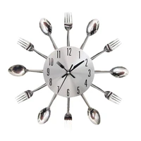 creative kitchen wall clock 3d modern cutlery kitchen spoon fork wall clock wall decal wall room home decoration