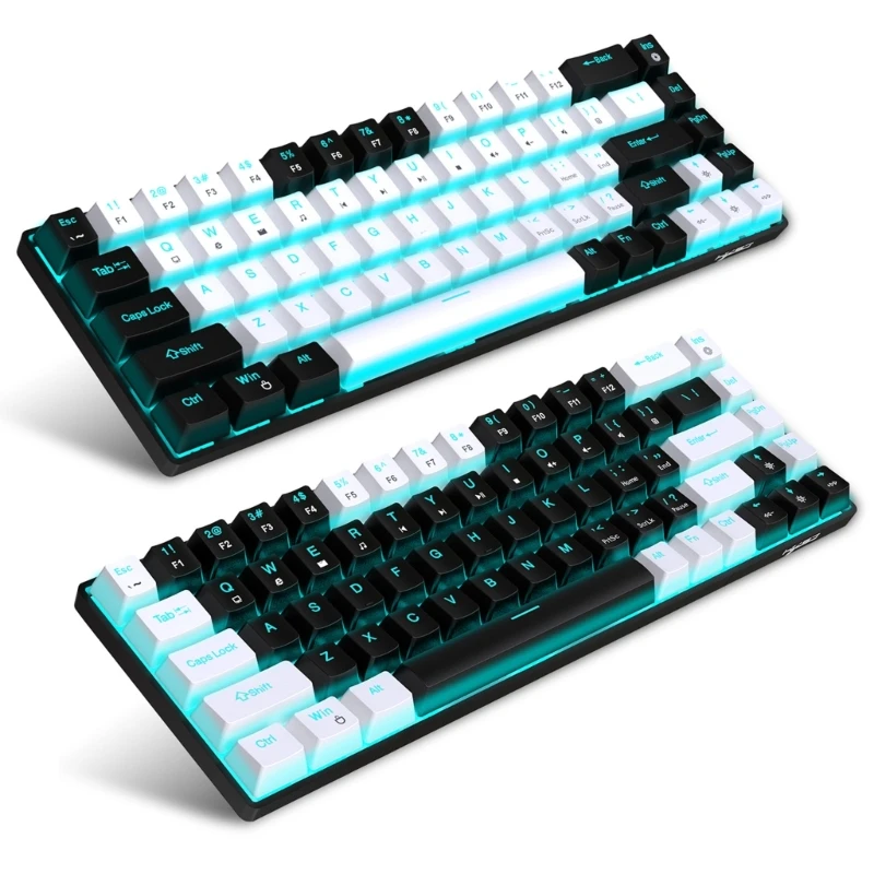 

68Key Wire Mechanical Keyboard Blue Backlight Dualcolor Injections Keycaps 19Different Lighting Modes Keyboards Y9RF