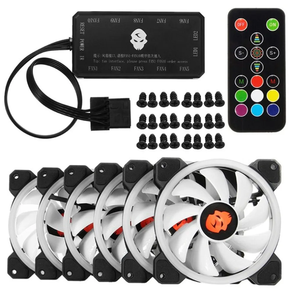 

Кулер для ПК с RGB-подсветкой и пультом ДУ, 120 мм, 6 шт.