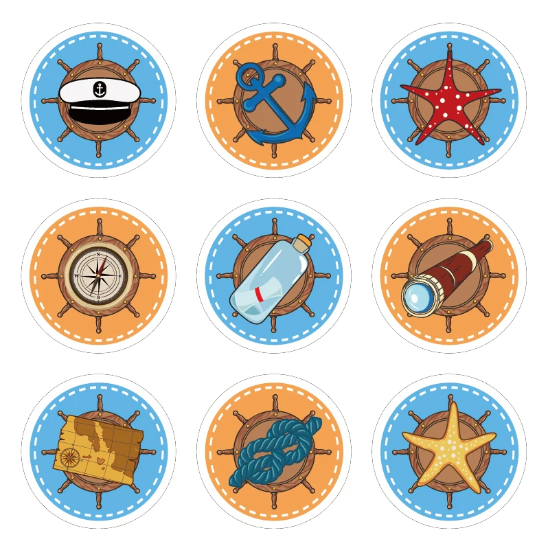 

KK043 180pcs Cartoon Star Captain Sailing Theme PVC Sealing Sticker Navy Stickers Journal Teacher Reward Stationery Supplies