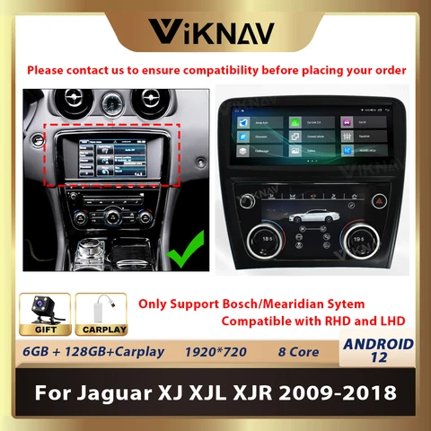Автомагнитола на Android 12 с двойной системой для Jaguar XJ XJL XJR 2009-2018 мультимедийный плеер Carplay Android Авто Стерео Замена