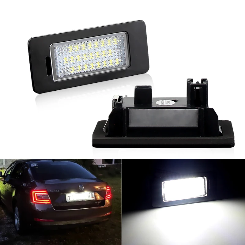 

2 шт. светодиодная лампа освещения номерного знака для SKODA Rapid Yeti Octavia 3 Superb B6 Fabia для Audi A1 A3 A4 A5 A6 A7