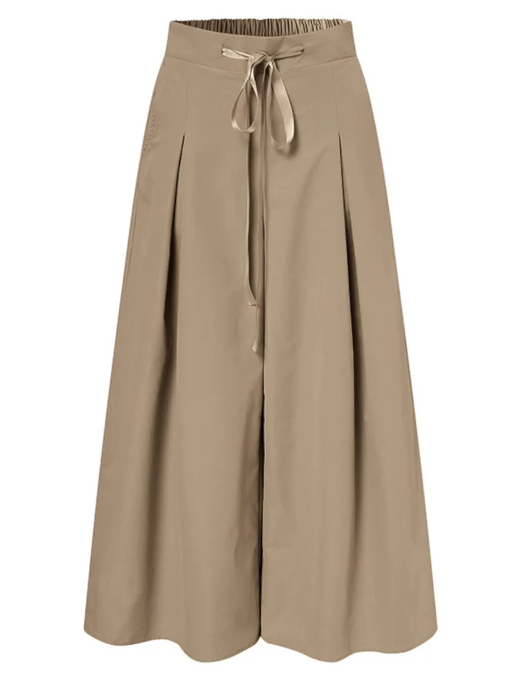 2024 ZANZEA модные широкие брюки женские на шнуровке повседневные элегантные