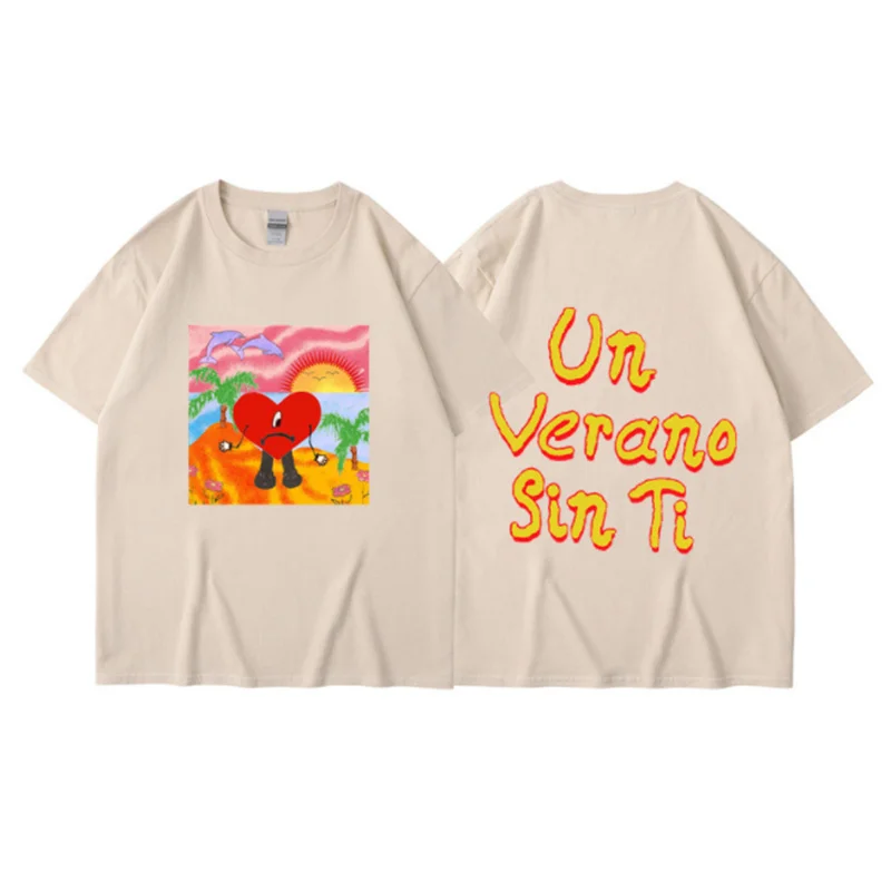 

Hip Hop Men T-shirts Bad Bunny UN VERANO SIN TI Music Album Double Sided Print Graphic T Shirt Streetwear y2k Clothes Unisex Top