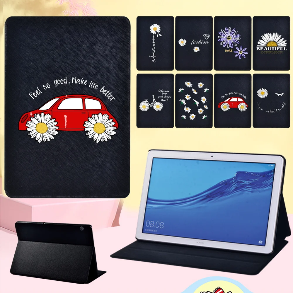 

For Huawei MediaPad T5 10 10.1 Inch Anti-Dust Tablet Case for MediaPad T3 10 9.6 Inch/T3 8.0 - Daisy Leather Stand Protect Cover