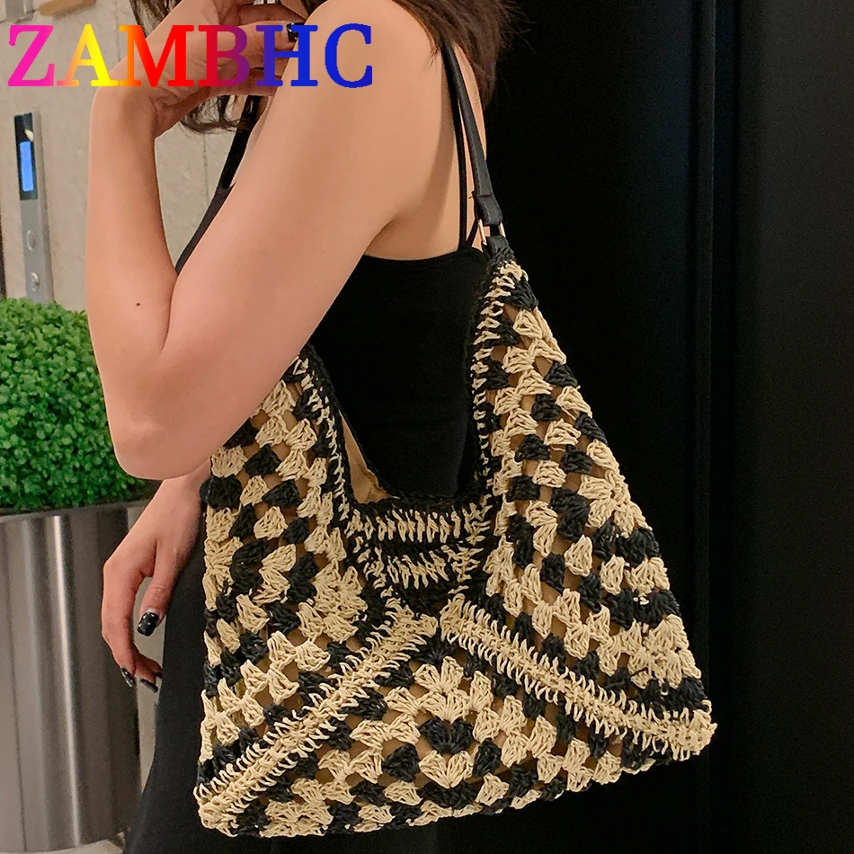 

Fashion Summer Handmade Weave Bohemian Style Shoulder Bags for Women 2023 Trend Designer Knitting Female Beach Underarm Handbags