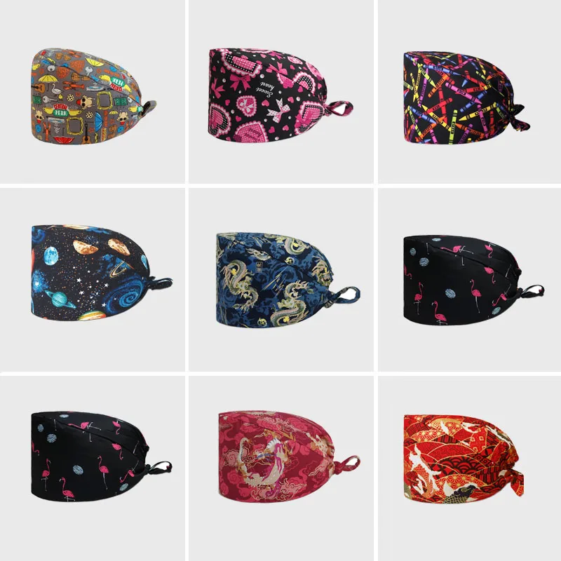 Шапочка с мультяшным рисунком для врачей и операционных отделений шапочка