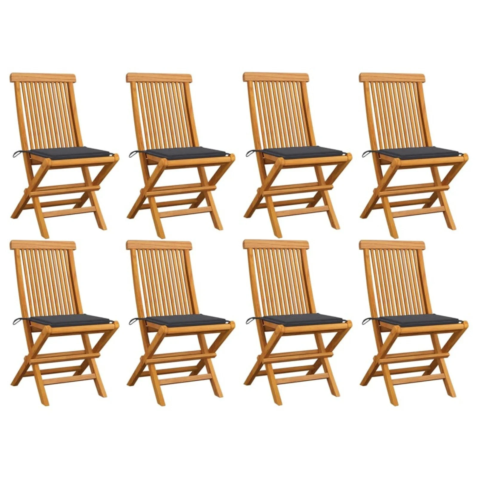 

Patio Chairs with Anthracite Cushions 8 pcs Solid Teak Wood