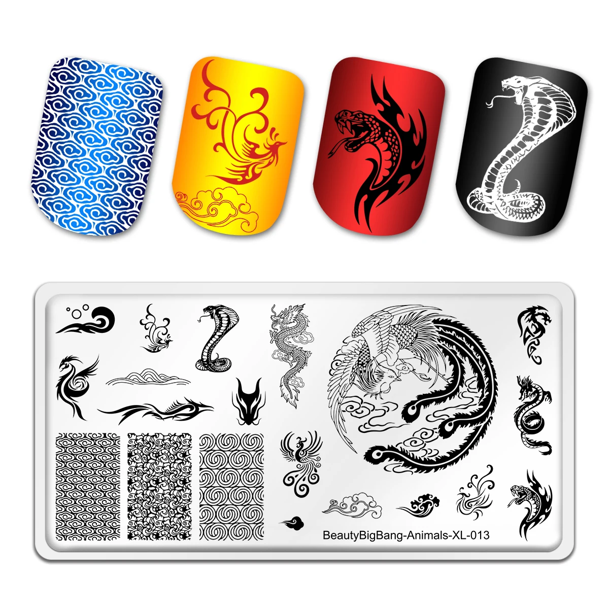 BeautyBigBang 2022 Animal Dragon Totem Nail Stamping Plates Snake Geometric Printing Stencil Manicure Nail Art Stamp Templates