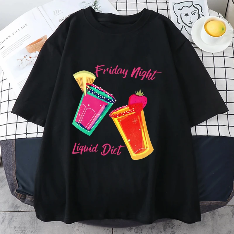 Хлопковая футболка Funny Friday Night Liquid Diet Print