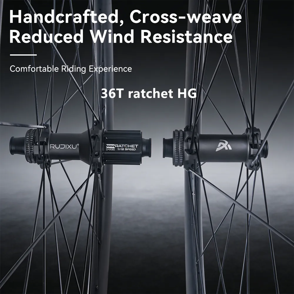 Фото Карбоновые колеса 700C 36T Ratchet Deep 32 37 46 75 мм для шоссейных и гравийных велосипедов, дисковые тормоза, 100x12 142x12, без бренда №3