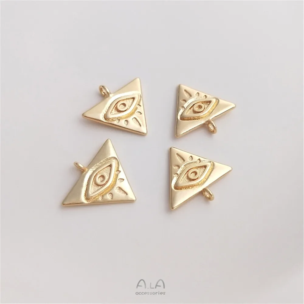 

14K Bag Gold Triangle Horus Eye Necklace Pendant fashion personality DIY handmade jewelry pendant