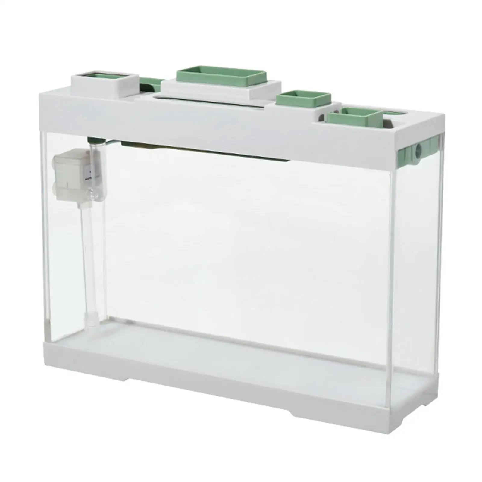 

Desktop Aquarium Fish Tank USB Storage LED Lights with Water Filter for Play Small Reptile Table Decor