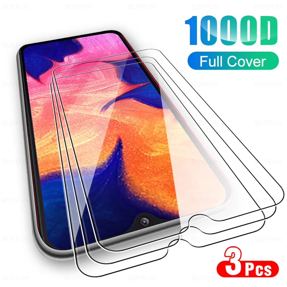 

3 шт., защитное стекло на весь экран для Samsung Galaxy A10, закаленное стекло, Защита экрана для A10S, A10e, M10, Защитная пленка для телефона
