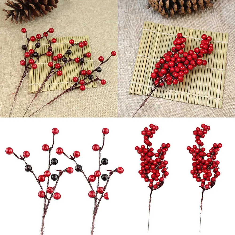 

1Pc Artificial Pine Cone Red Berry Bouquet Flower Branch Bubble Christmas Tree Decoration Home Party Decor Festivals Supplies