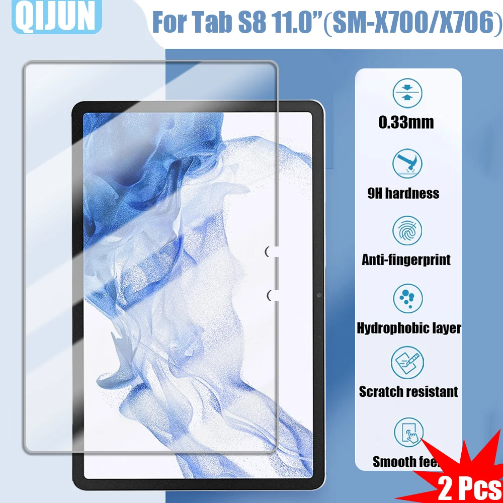 

Tablet Tempered glass film For Samsung Galaxy Tab S8 11.0 2022 Explosion proof and scratch resistant waterpro 2 Pcs SM-X700 X706