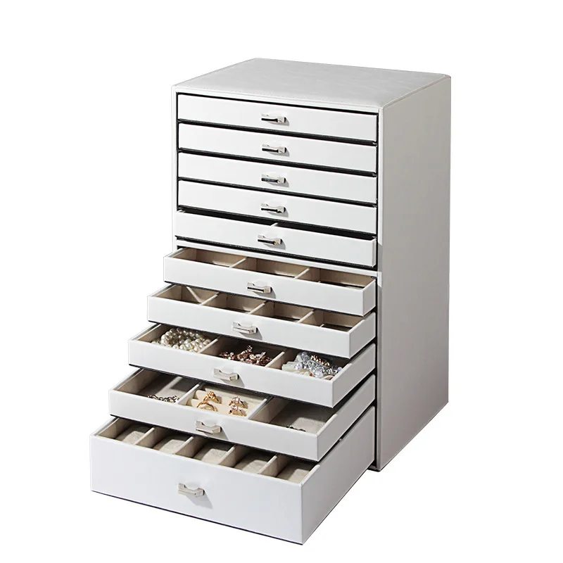 

Шкатулка для ювелирных изделий из кожи, изысканный двойной персонализированный роскошный органайзер, большой многофункциональный бокс с 10 этажами