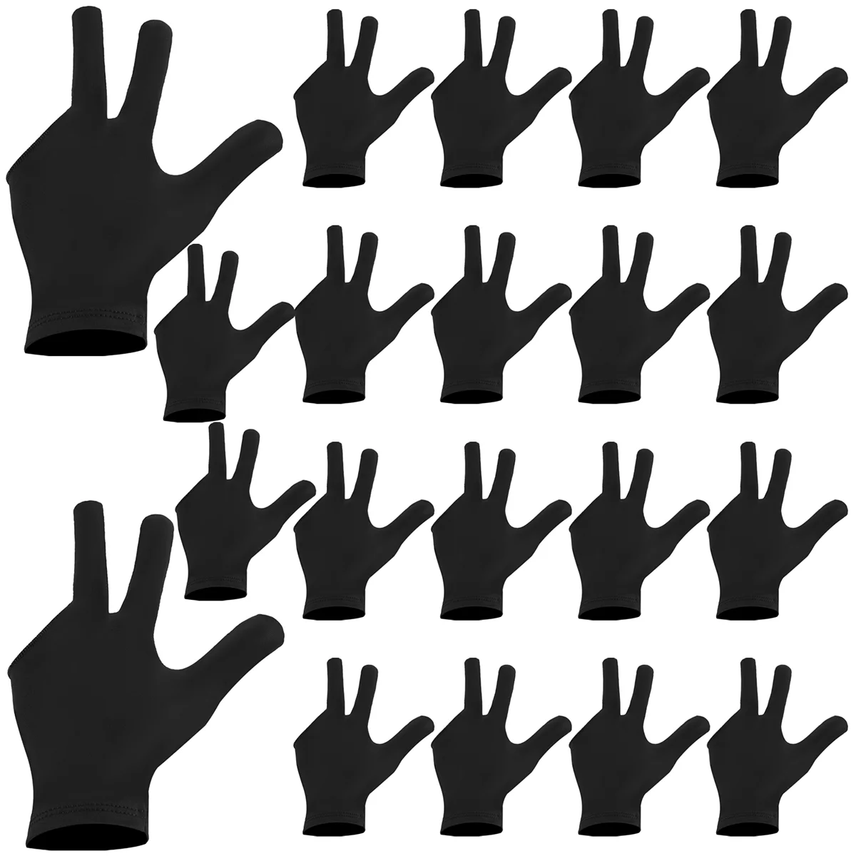 20 шт. дышащие перчатки для снукера левой и правой руки кия с 3 пальцами женщин