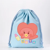 kpop bangtan boys drawstring pocket feeding bottle baby series eco bag canvas tote bag fashion storage bag gift fan collectio