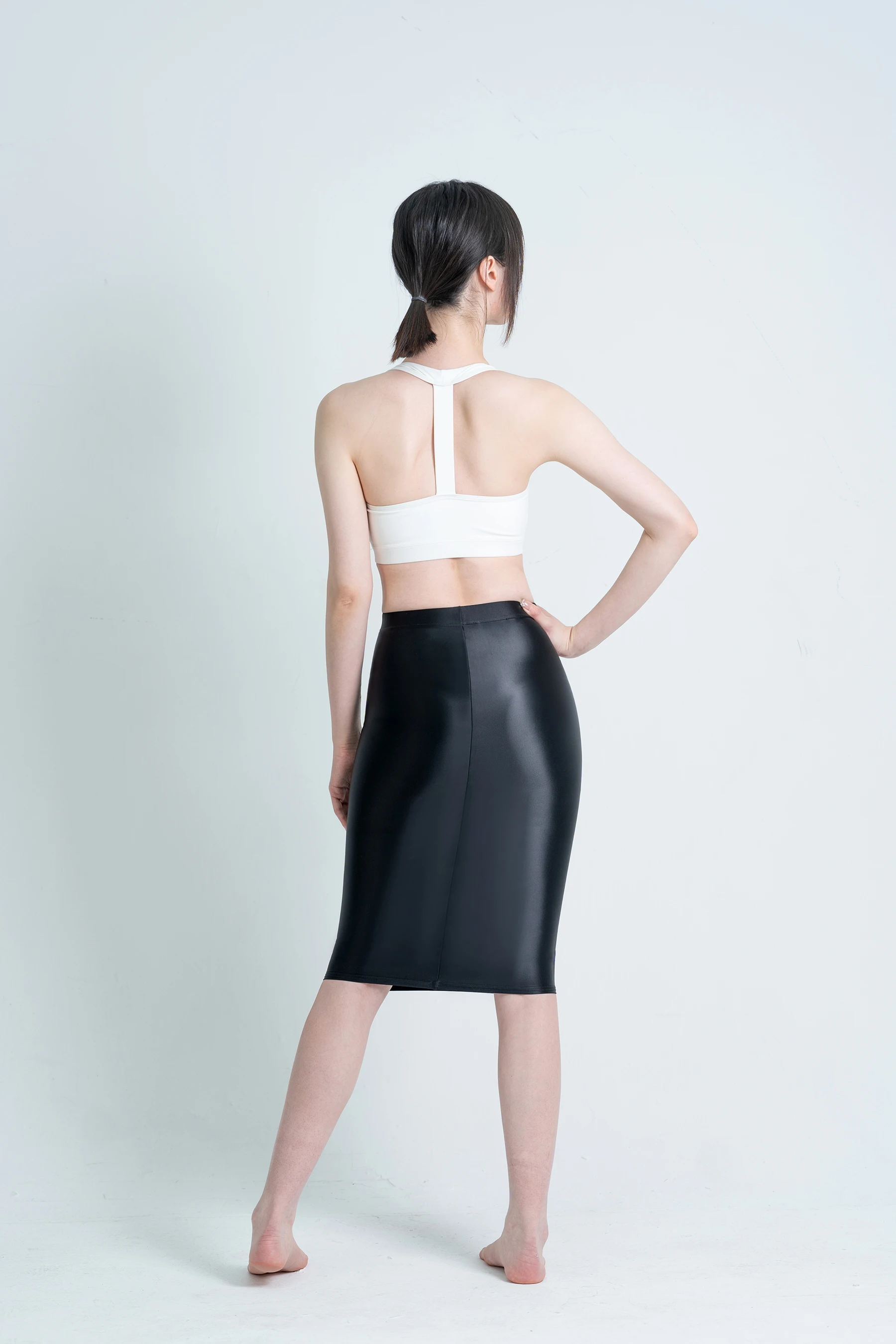 Женские пикантные блестящие Облегающие юбки деловые эластичные глянцевые